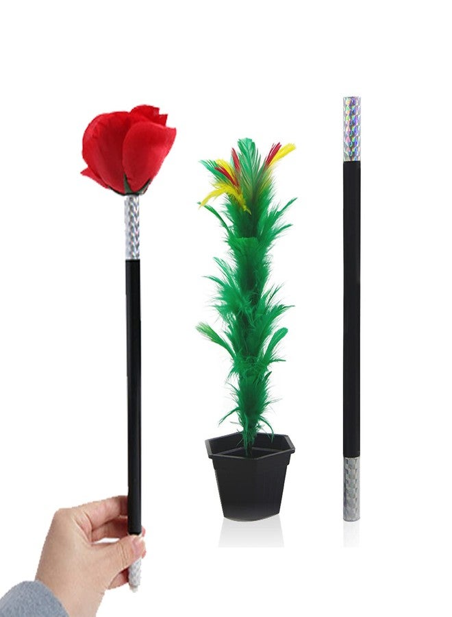 VANTIYAUS Stick to Rose+Flower Magic Tricks Flowers Appearing Close up Street Stage Magic Props,Easy Magic Trick Show Performance Prop Funny for Adults - Image 1